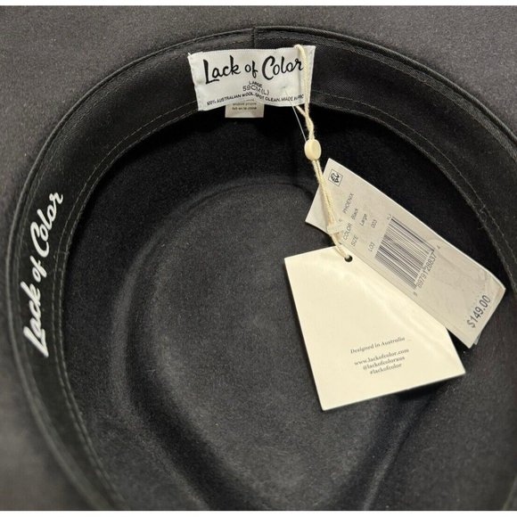 Lack of Color  The Phoenix Ribbon Band Fedora Black Hat Size LARGE (59 CM) Wool main image 6